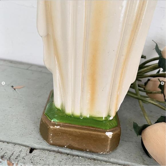 Vintage St. Therese Lisieux Little Flower Chalk Statue Columbia Italy Saint - Picture 4 of 10